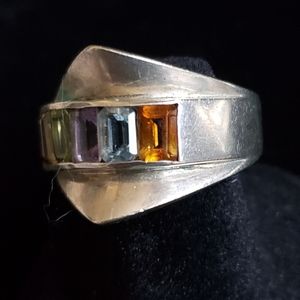 Sterling silver multigem Stone ring